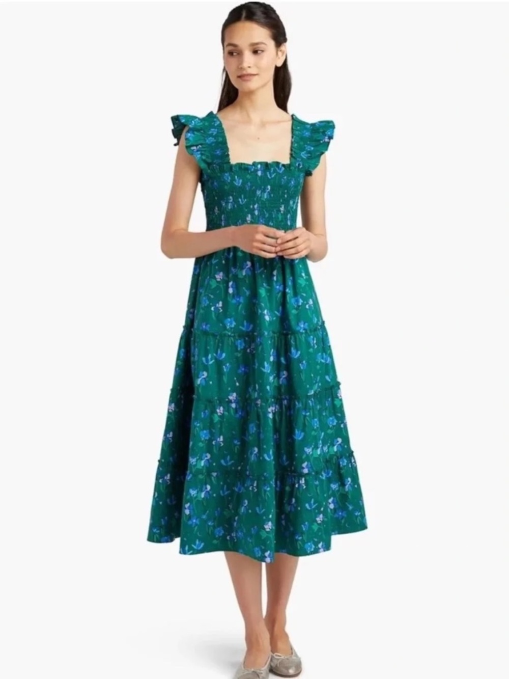 Hill House Home Ellie Nap Dress in Emerald Space Floral Size XS
